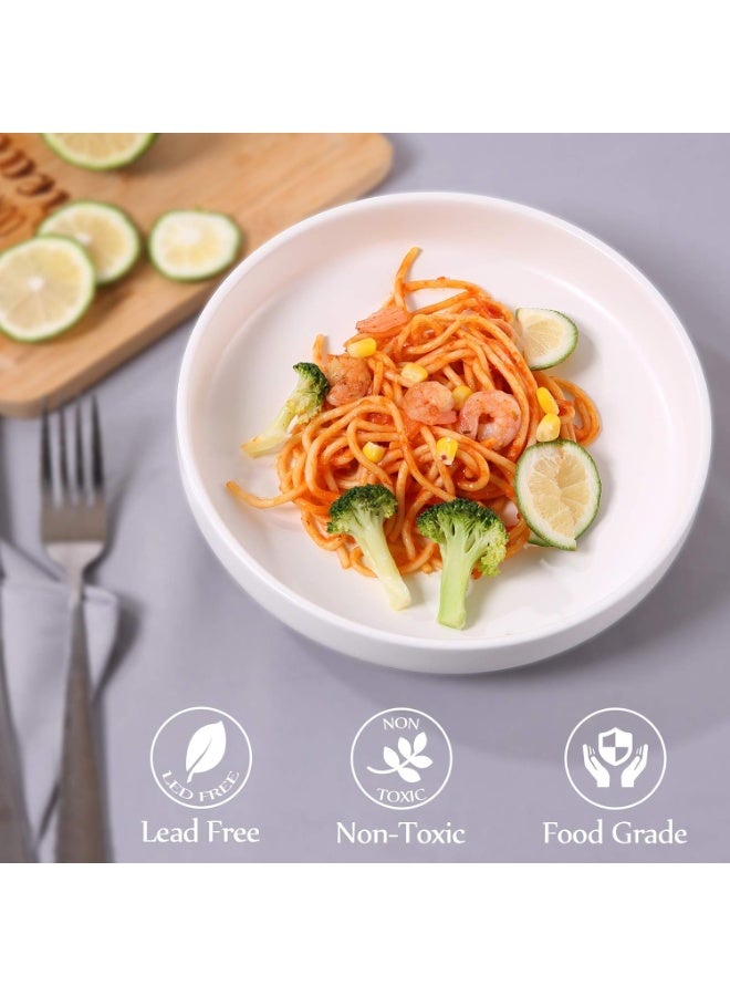 وعاء المعكرونة مجموعة من 4 وعاء المعكرونة السلطة وعاء الخدمة الضحلة الأبيض الصفائح والأوعية الخزفية الميكروويف وغسالة الصحون آمنة 28 أوقية - Image 4